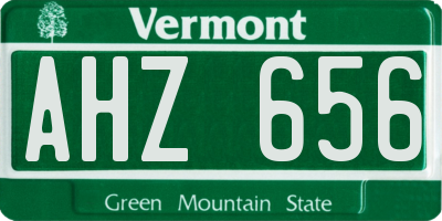 VT license plate AHZ656