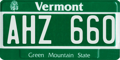 VT license plate AHZ660