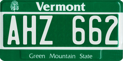 VT license plate AHZ662
