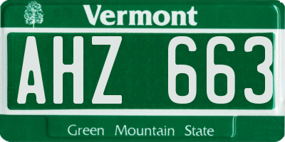 VT license plate AHZ663