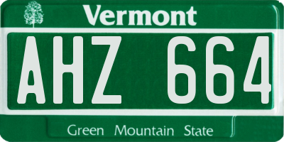 VT license plate AHZ664