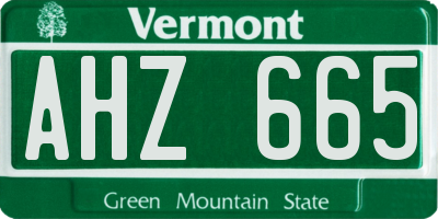 VT license plate AHZ665