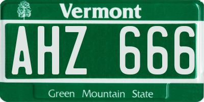 VT license plate AHZ666