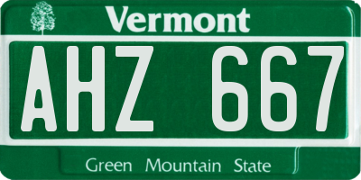 VT license plate AHZ667