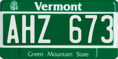 VT license plate AHZ673