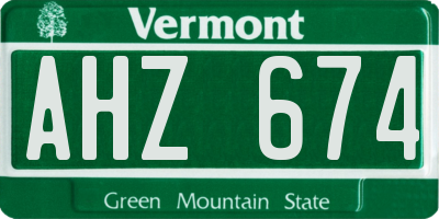 VT license plate AHZ674