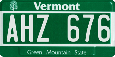 VT license plate AHZ676