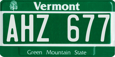 VT license plate AHZ677