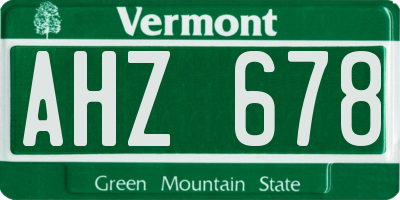 VT license plate AHZ678