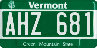 VT license plate AHZ681