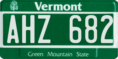VT license plate AHZ682