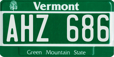 VT license plate AHZ686