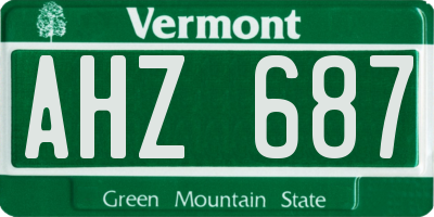 VT license plate AHZ687