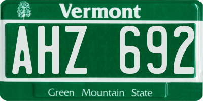 VT license plate AHZ692