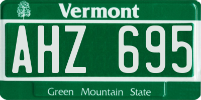 VT license plate AHZ695