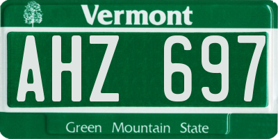 VT license plate AHZ697