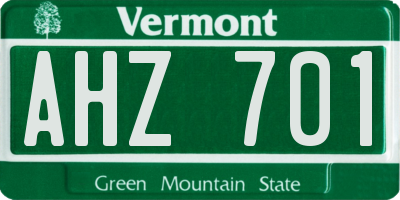 VT license plate AHZ701