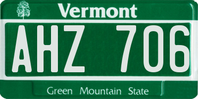 VT license plate AHZ706