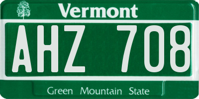 VT license plate AHZ708