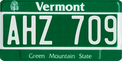 VT license plate AHZ709