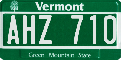 VT license plate AHZ710