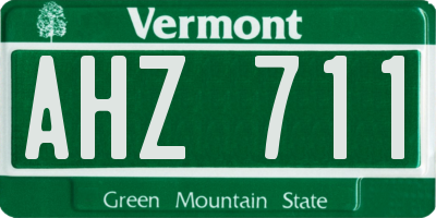VT license plate AHZ711