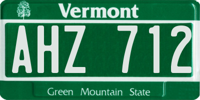 VT license plate AHZ712