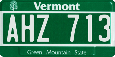 VT license plate AHZ713