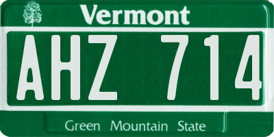 VT license plate AHZ714