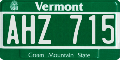VT license plate AHZ715