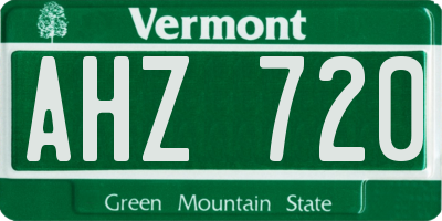 VT license plate AHZ720