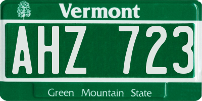 VT license plate AHZ723