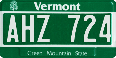 VT license plate AHZ724