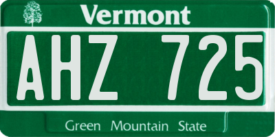 VT license plate AHZ725