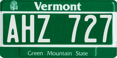 VT license plate AHZ727