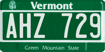 VT license plate AHZ729