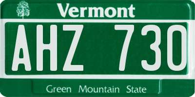 VT license plate AHZ730