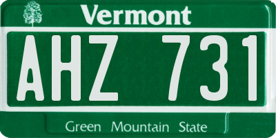 VT license plate AHZ731