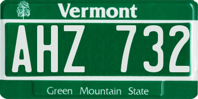 VT license plate AHZ732