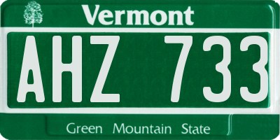 VT license plate AHZ733