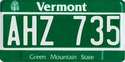 VT license plate AHZ735