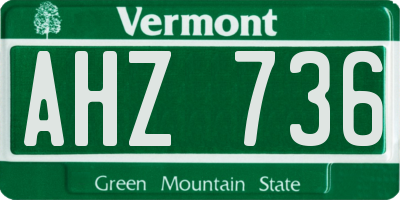 VT license plate AHZ736