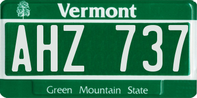 VT license plate AHZ737