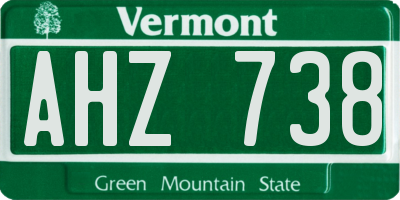 VT license plate AHZ738