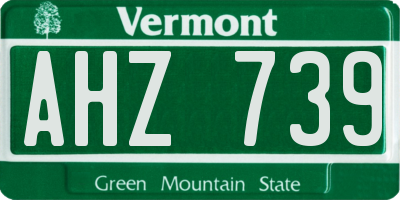 VT license plate AHZ739