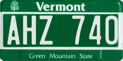 VT license plate AHZ740