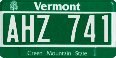 VT license plate AHZ741
