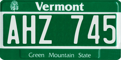 VT license plate AHZ745