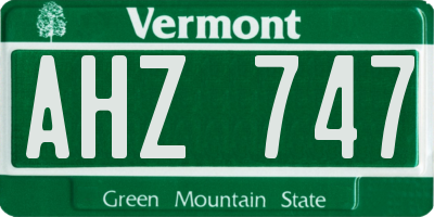 VT license plate AHZ747