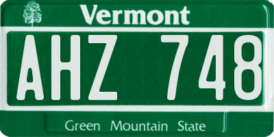 VT license plate AHZ748